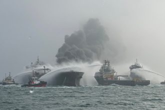 Cargo ship hits tanker carrying jet fuel for the US military