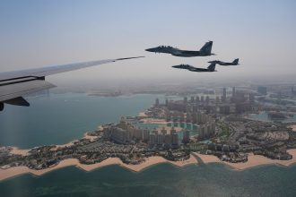 Air Force One greeted by fighter escorts during Trump’s Mideast visit