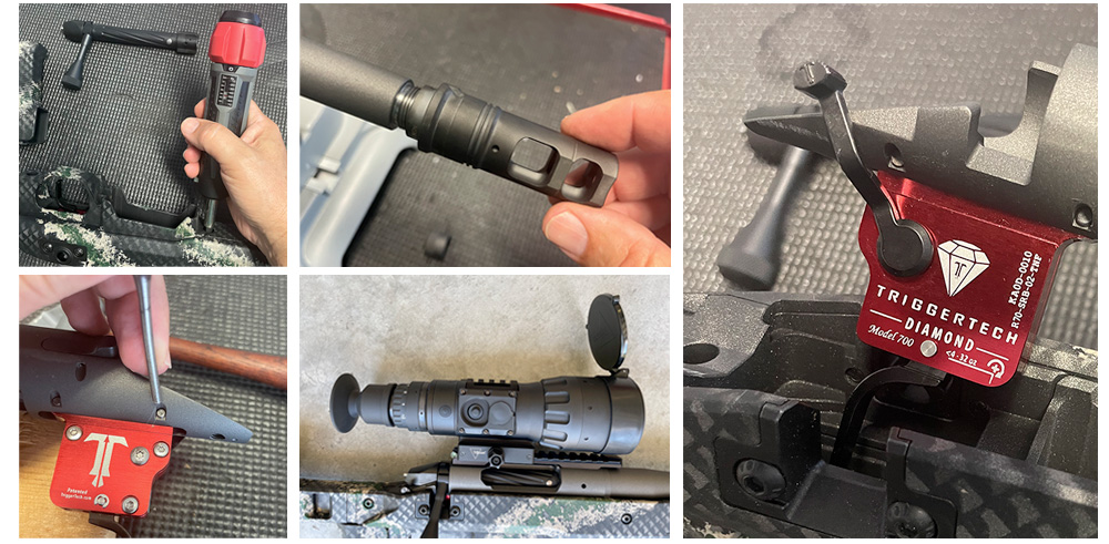 Trijicon REAP-IR 60 mm thermal riflescope, TriggerTech Diamond, SureFire SOCOM muzzle brake