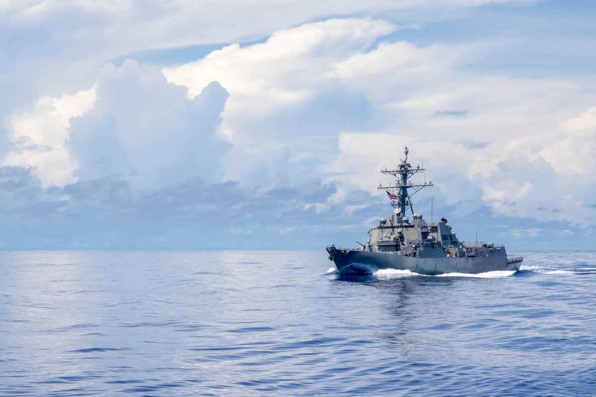US Navy destroyer intercepts Iranian-flagged vessel trying to skirt blockade
