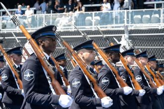 Space Force Honor Guard showcases new ceremonial uniform in DC Grand Prix