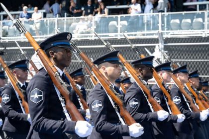 Space Force Honor Guard showcases new ceremonial uniform in DC Grand Prix