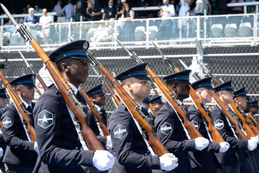 Space Force Honor Guard showcases new ceremonial uniform in DC Grand Prix